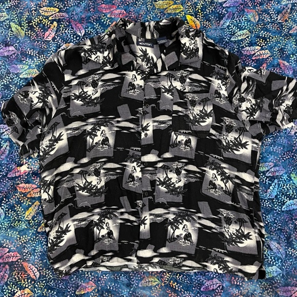 ✨ Host Pick ✨ Rayon Hawaiian Hula Girl Button up shirt size 2X - Picture 1 of 3